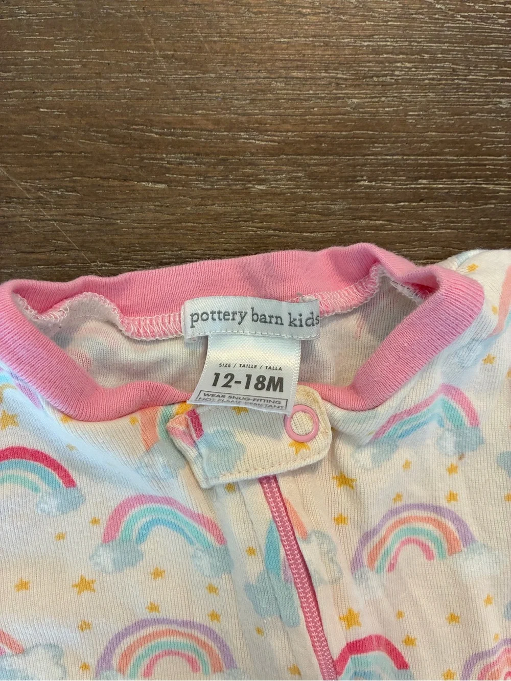 Pottery Barn Pink Rainbow Footed One-Piece Pajamas for Kids